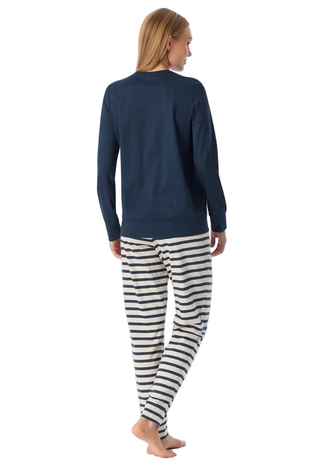 Schiesser pyjama lange broek casual essentials deep blue dames - afbeelding 2