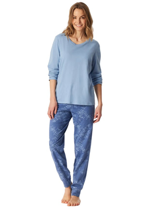 Schiesser pyjama lange broek Uncover light blue dames
