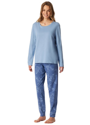 Schiesser pyjama lange broek Uncover light blue dames