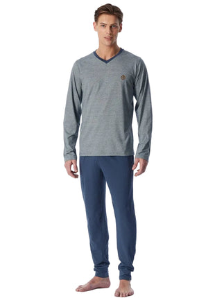 Schiesser pyjama long 95/5 deep blue heren - afbeelding 1