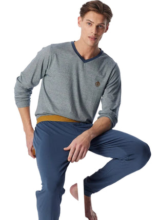 Schiesser pyjama long 95/5 deep blue heren - afbeelding 4