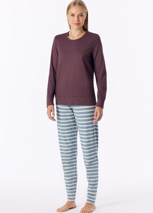 Schiesser pyjama long casual essentials cocoa brown dames - afbeelding 1