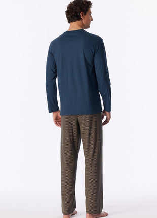 Schiesser pyjama long comfort nightwear deep blue heren - afbeelding 2