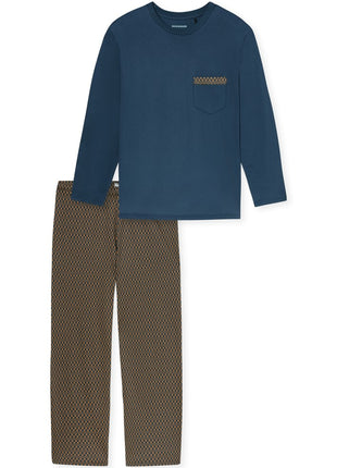 Schiesser pyjama long comfort nightwear deep blue heren - afbeelding 7
