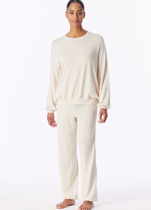 Schiesser pyjama long mix + relax beige melange dames - afbeelding 1