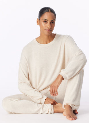 Schiesser pyjama long mix + relax beige melange dames - afbeelding 3