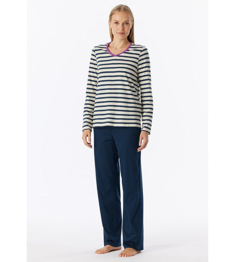 Schiesser pyjama long casual essentials seasalt dames - afbeelding 2