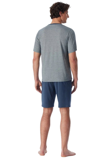 Schiesser pyjama short 95/5 deep blue heren - afbeelding 2