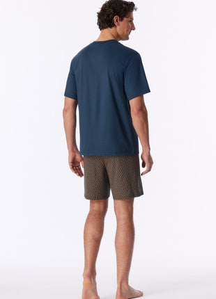 Schiesser pyjama short comfort nightwear deep blue heren - afbeelding 2