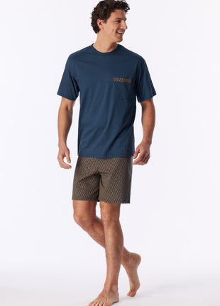 Schiesser pyjama short comfort nightwear deep blue heren - afbeelding 3