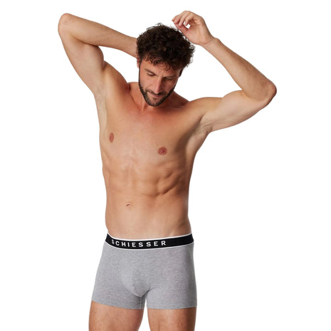Schiesser short 3 pack 95/5 organic cotton boxer briefs grey melange heren