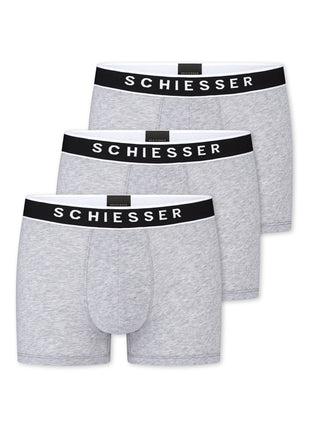 Schiesser short 3 pack 95/5 organic cotton boxer briefs grey melange heren